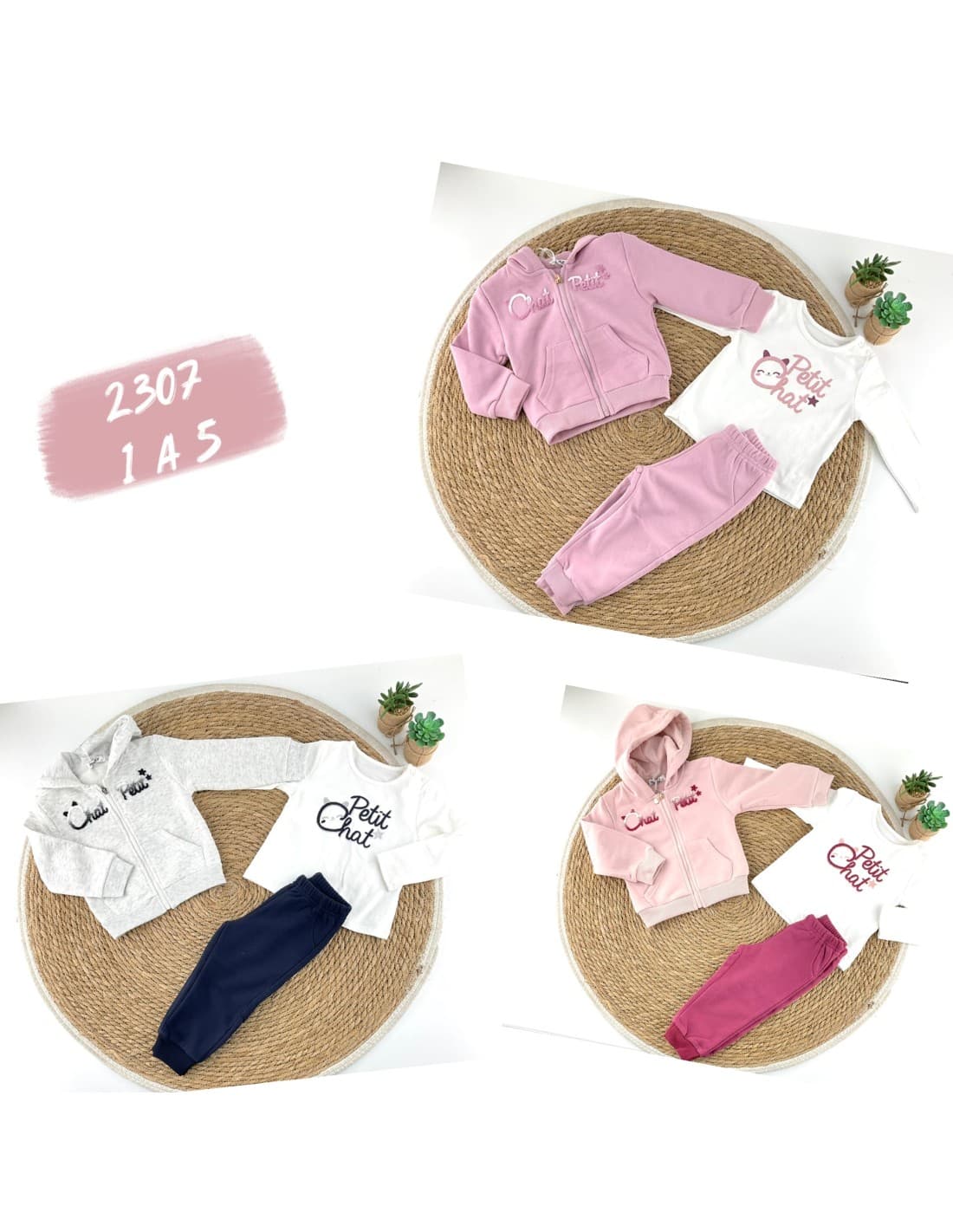 Conjunto Infantil Niña 3 Piezas con Chaqueta, Camiseta y Pantalón Chat Petit 522102307 (1 a 5 años)
