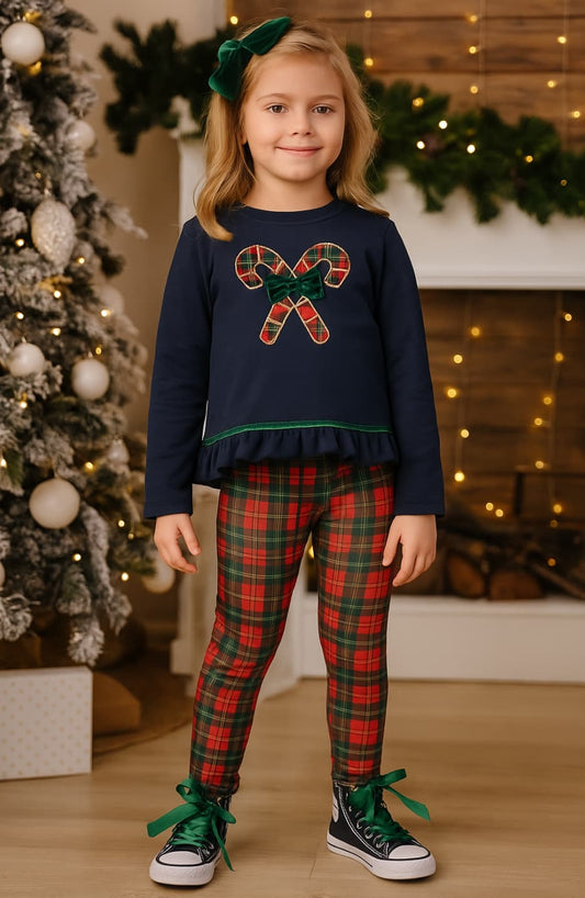 Conjunto de corações para menina Cala Kids com t-shirt e calças azuis 3
