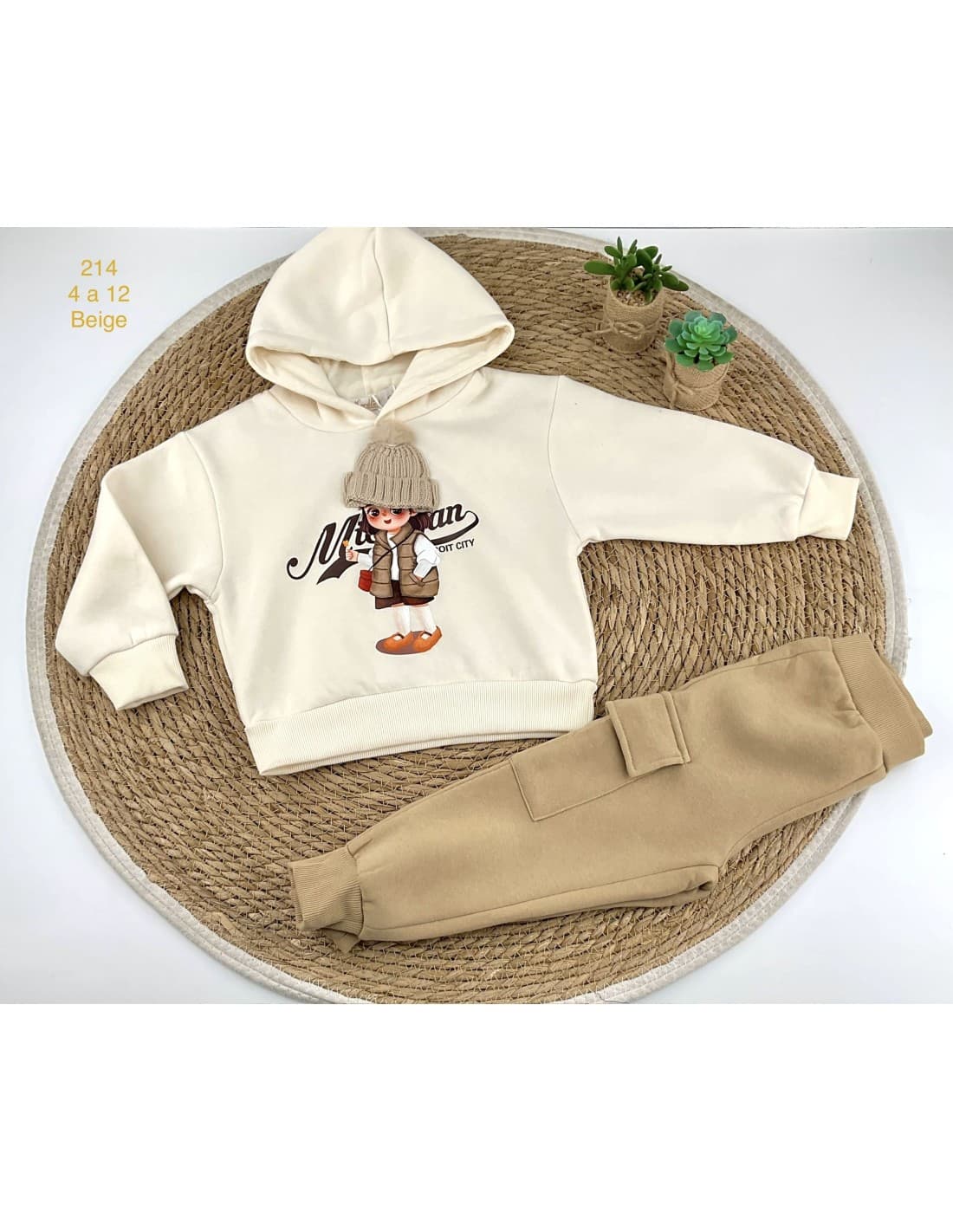 Conjunto chándal para niña aplique gorrito 522100214