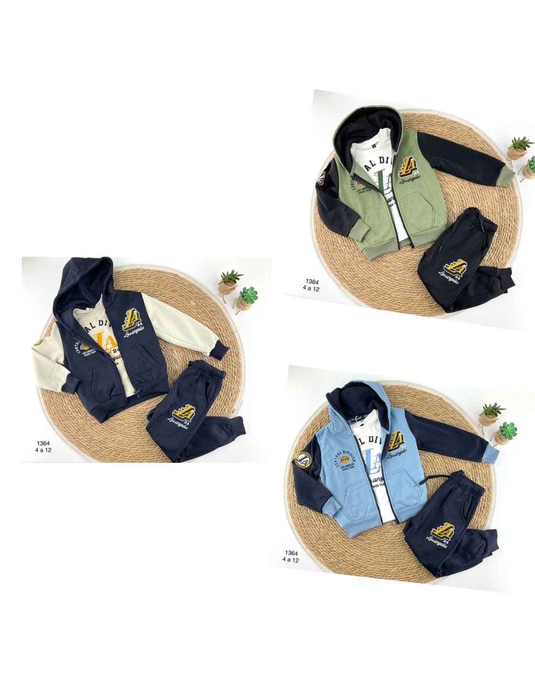 Ensemble 3 pièces pour garçon : veste, t-shirt et pantalon de sport brodé 522101364 (4 à 12 ans)