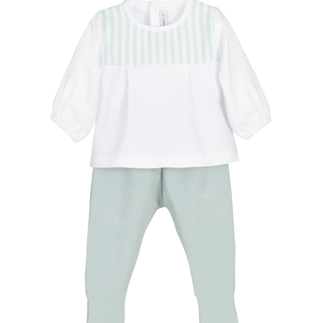 Conjunto polaina bebé algodón rayas verde Calamaro 621011302