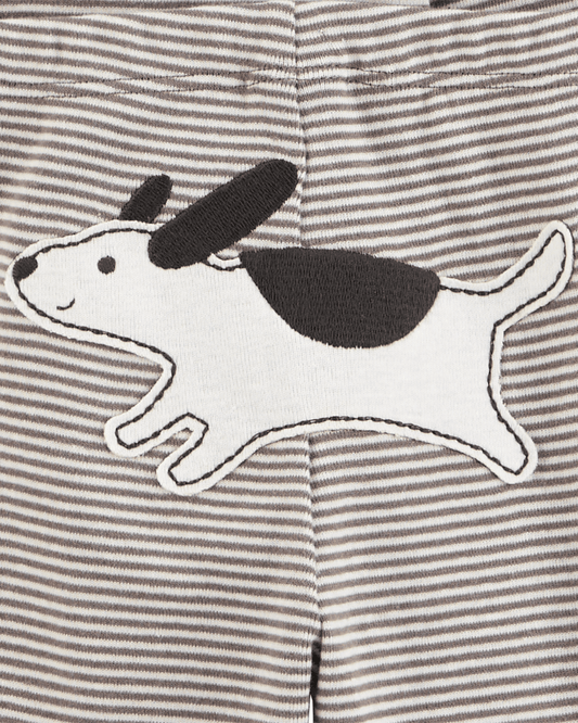 Conjunto tres piezas pantalón y dos bodies diseño de perro