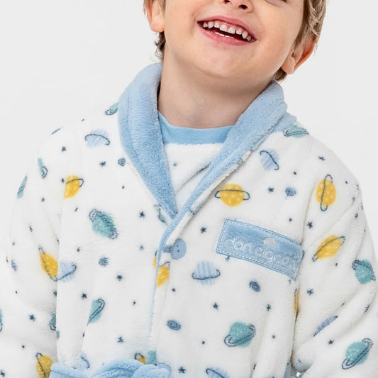 Roupão de Banho Infantil DON ALGODÓN Planets DA23161 Coral Fleece