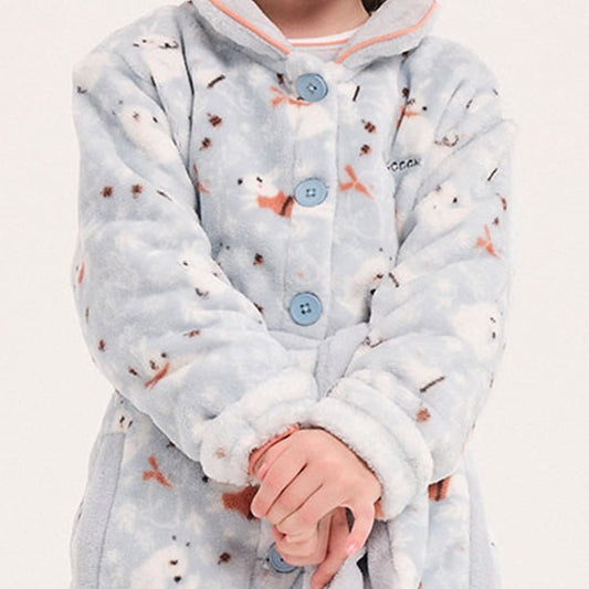 Bata infantil estampada con botones y cinturón DA25W127 Don Algodón