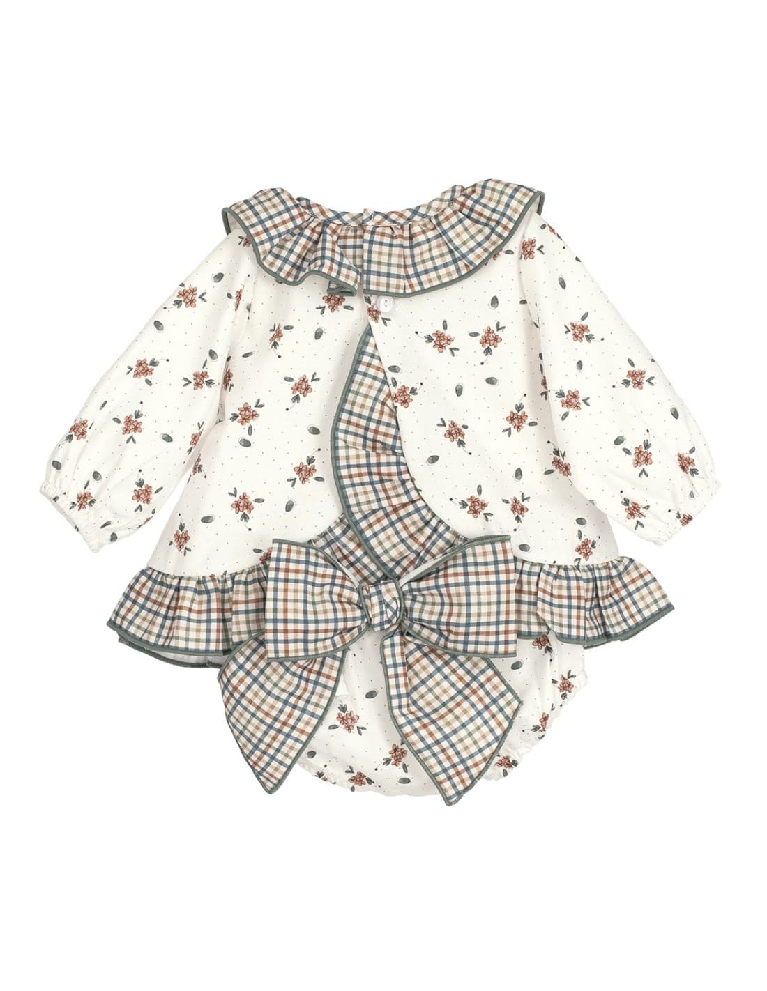 Robe bébé Calamaro à imprimé floral et écossais | Design élégant et détails uniques