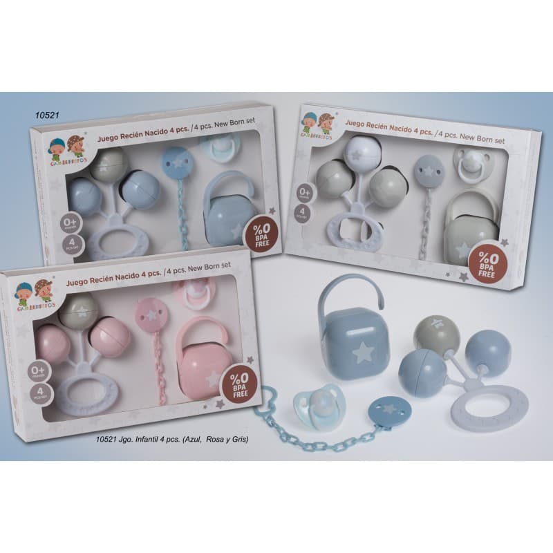 Conjunto de oferta para bebé com 4 peças – Conjunto de chupeta e acessórios Gamberritos 10596
