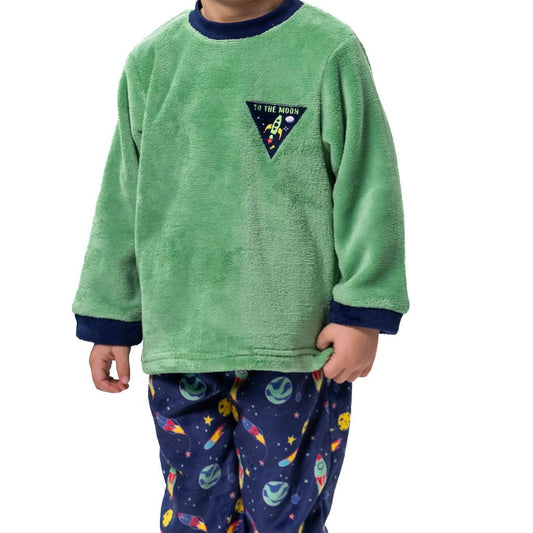 Pijama largo infantil coralina verde KINANIT KN187W25 espacio