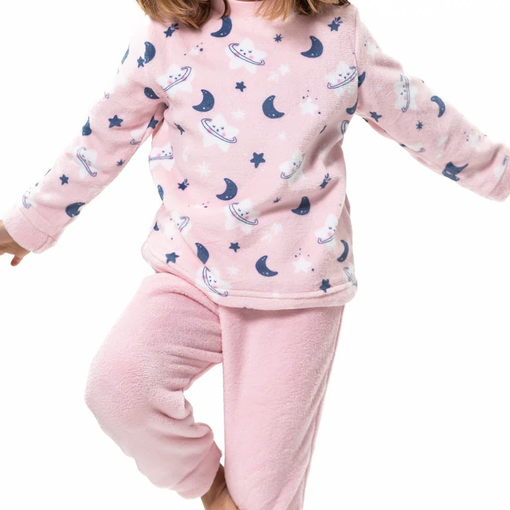 Pyjama fille Kinanit 525100454 en élasthanne doux avec imprimé cœur