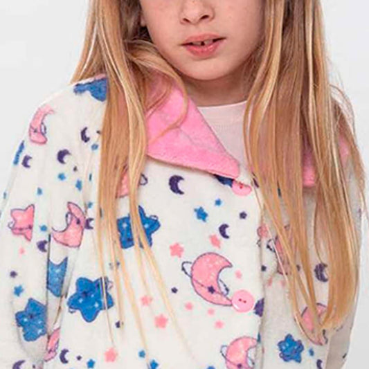 Roupão juvenil em lã coral para menina Stars 8127 Kinanit