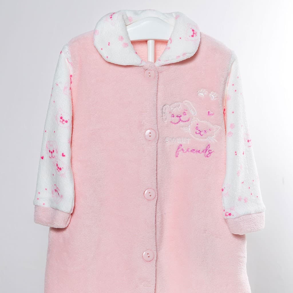 Roupão de Banho KINANIT Baby Coral Fleece com Estampado Coração 8309