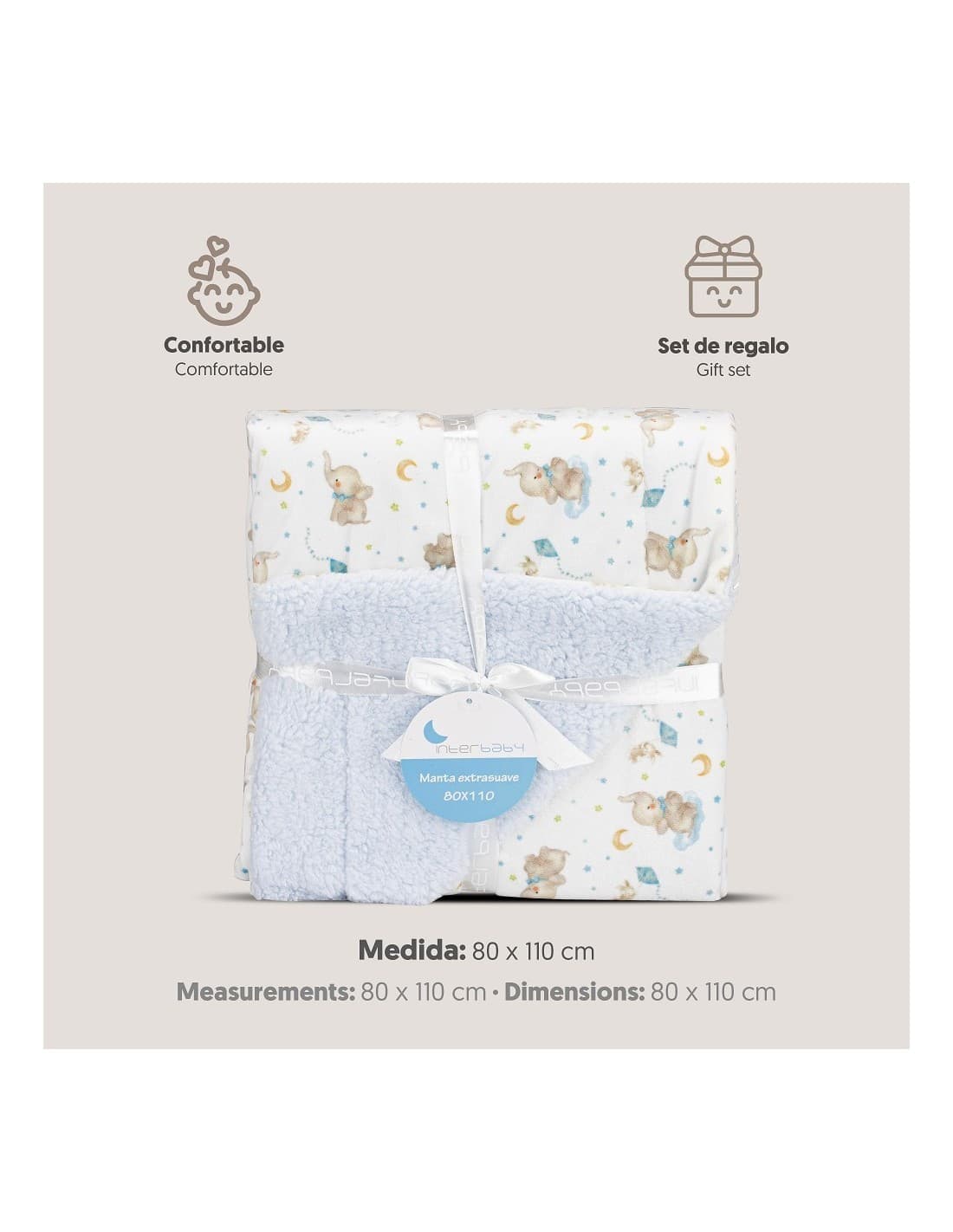 Manta para bebé estampada com estrelas e lua da Interbaby 421100985