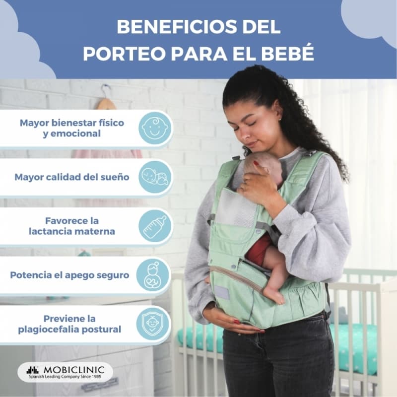 Mochila Portabebés verde Moley 6 en 1 Ergonómica y Transpirable 0-36 meses Mobiclinic MIF-00002/01-VD