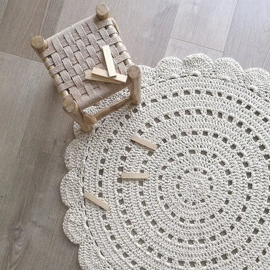 ALMA ECRU Alfombra Infantil Crochet 120cm