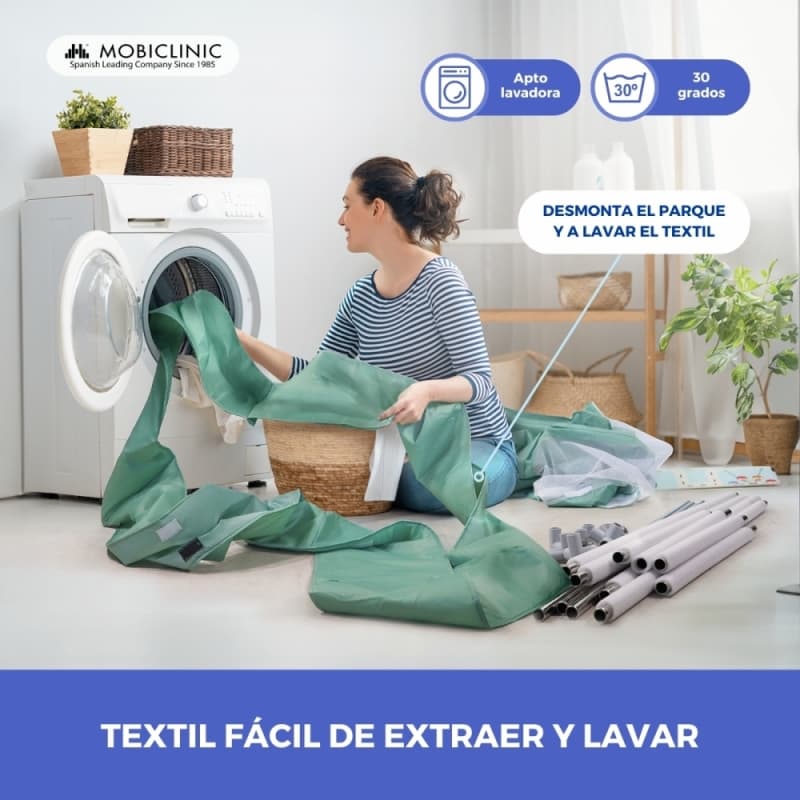 Parque de Juegos Happyland Verde con Alfombra Plegable y Portátil Mobiclinic MDF-00006/05-VD