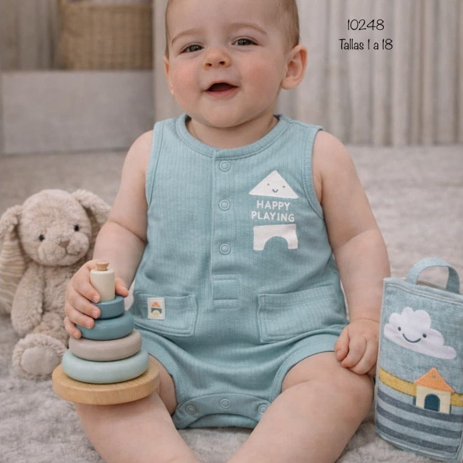Pelele bebé niño verde agua de algodón acanalado YATSI – Ligero y cómodo para el día a día (621010248)