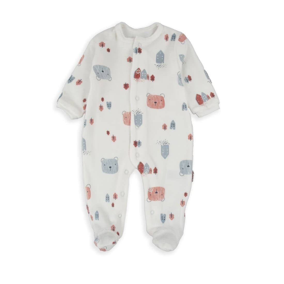 Babybol 521150071 barboteuse bébé en velours avec ours en peluche et maisons