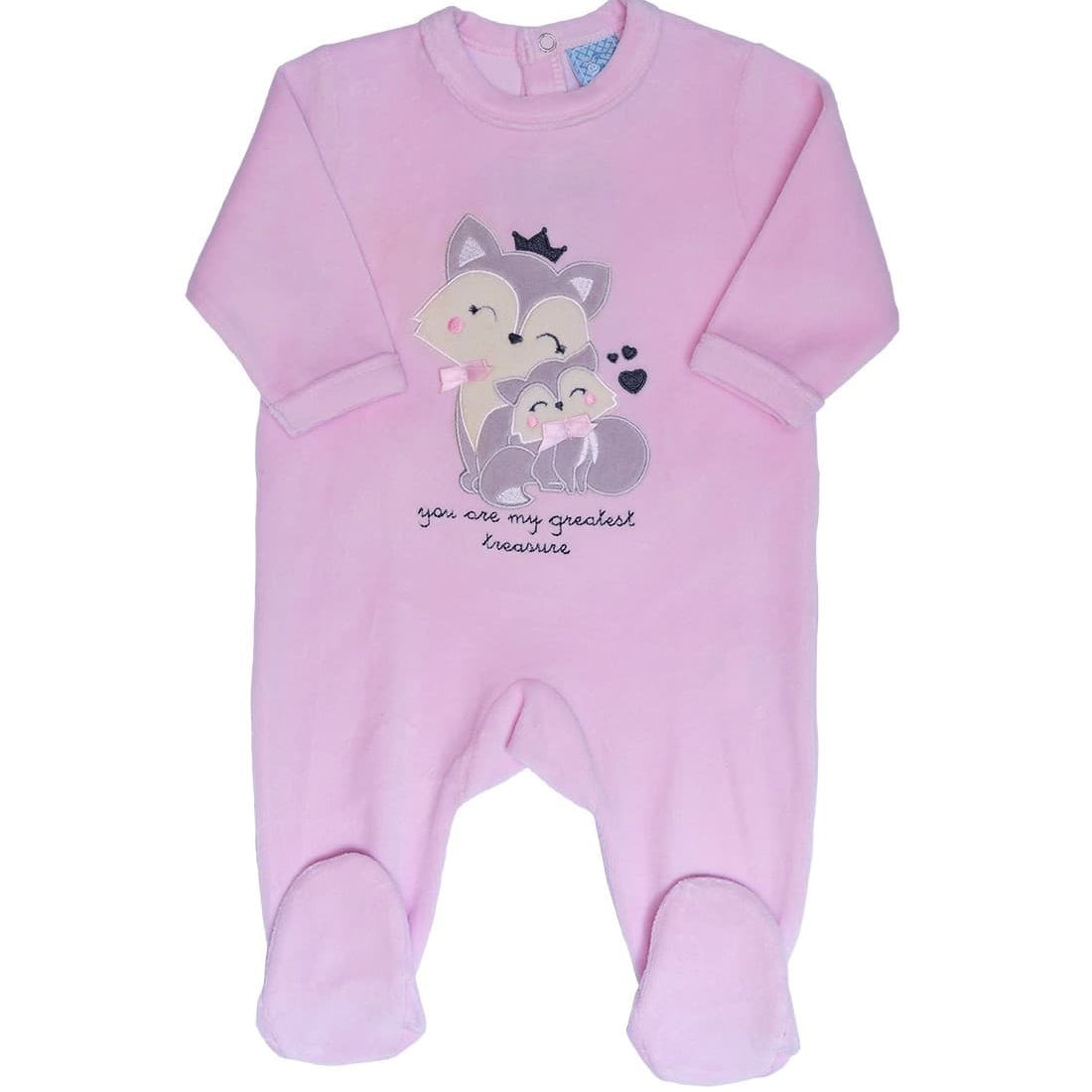 Macacão Muslher veludo rosa bebé 521151601 Doçura e suavidade para o seu pequeno