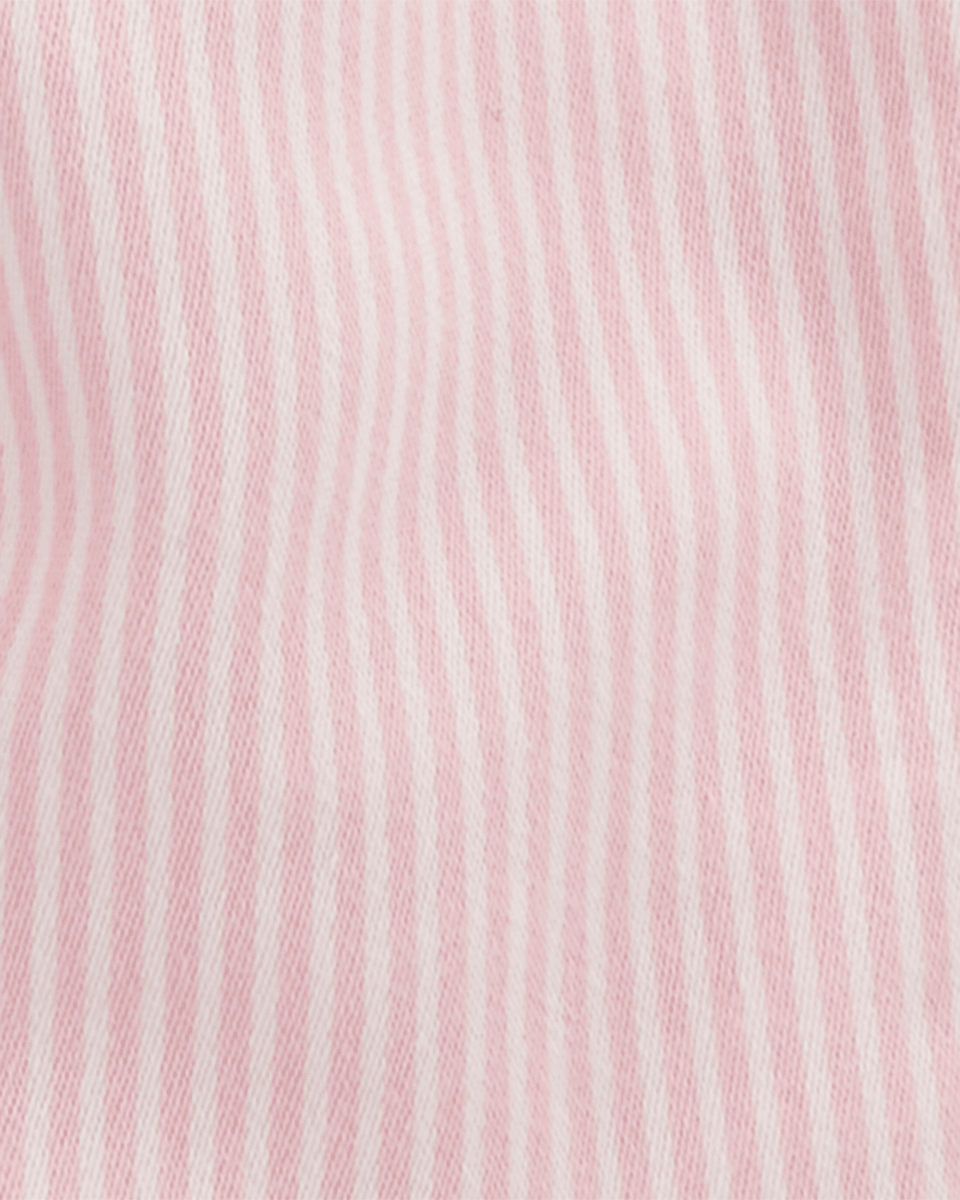 Peto denim rosa a rayas con lazo dorado