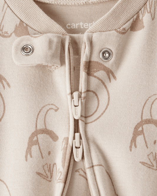 Pijama de algodón con estampado de mamut beige
