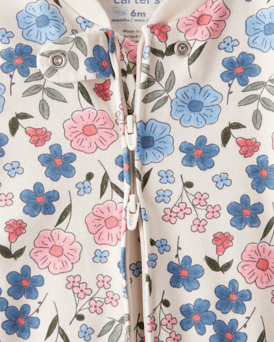 Pijama de algodón con estampado floral nostálgico
