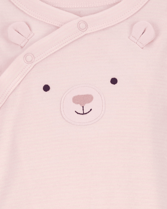 Pijama entero de algodón interlock diseño oso rosa
