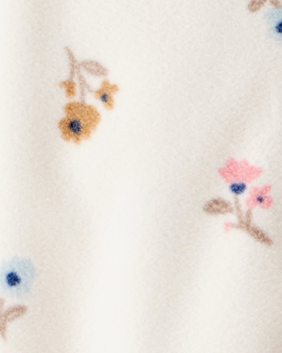 Pijama enterizo microfleece crema floral con pies 3D