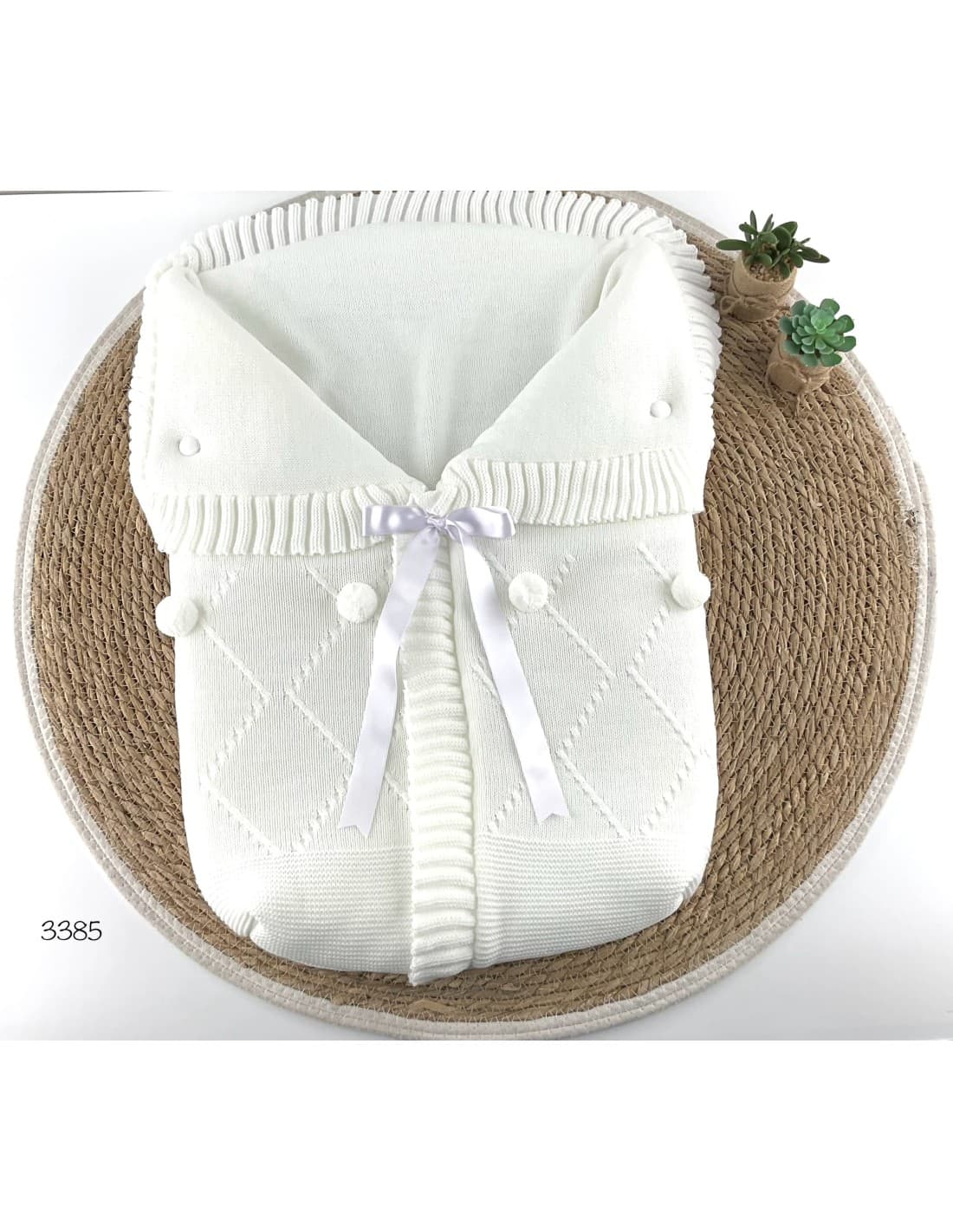 Sac en laine pour bébé avec nœud décoratif et pompons 521103385