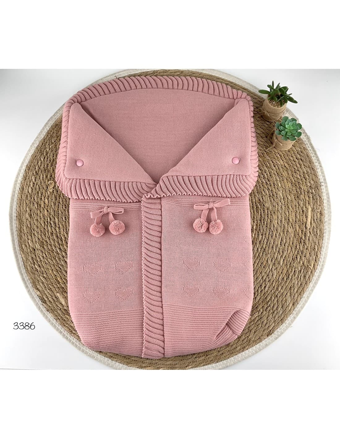 Saco de dormir de lã para bebé com pompons decorativos 521103386