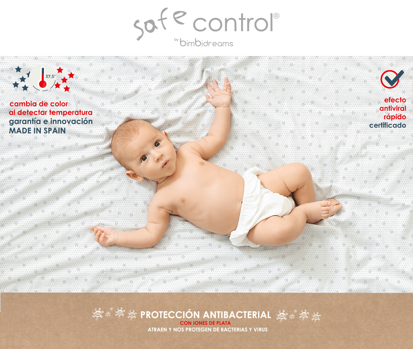 SÁBANA BAJERA IMPERMEABLE TERMOINTELIGENTE ANTIBACTERIAL SAFE CONTROL DE BIMBIDREAMS