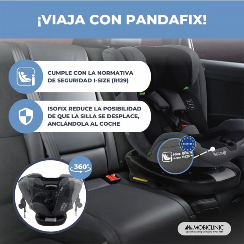 Silla de coche infantil Pandafix Gris 360º reclinable (0-12 años, 40-150 cm) – Seguridad y confort Mobiclinic (Copia)