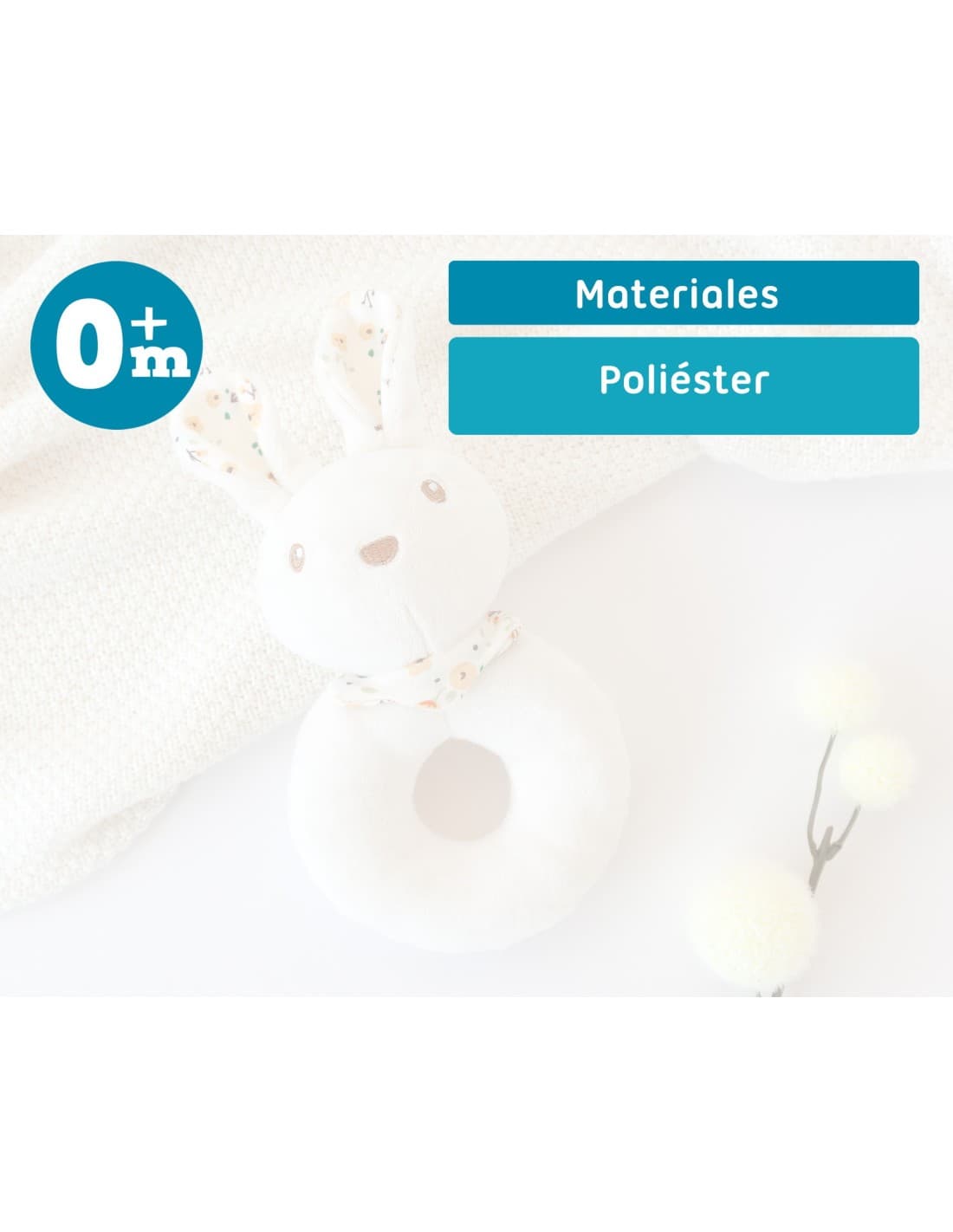 Sonajero Aro Conejito 15 cm KioKids 521105320 Suave, ergonómico y pensado para sus primeras manitas