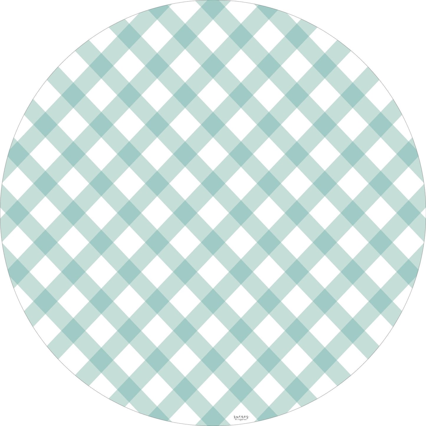 Alfombra Vinilica cuadros VICHY MENTA 95cm diametro