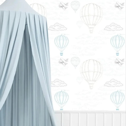Papel Pintado Globos en el aire - Azul y Beige