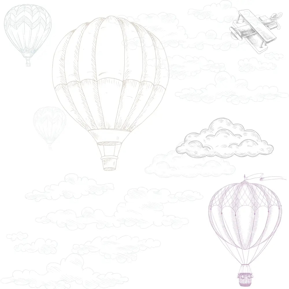 Papel Pintado Globos en el aire - Azul y Rosa