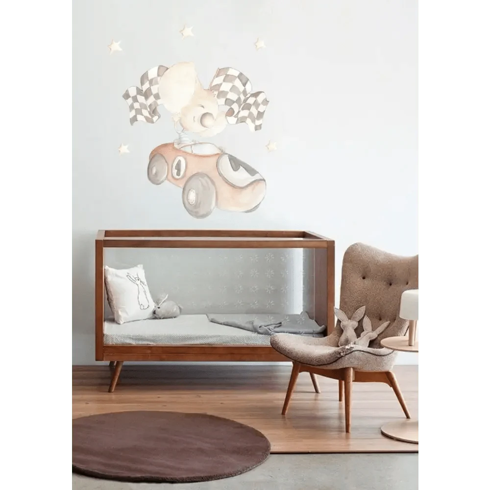 Vinilo de Tela Infantil COCHE DE CARRERAS - SUEÑOS DE CIGUEÑA