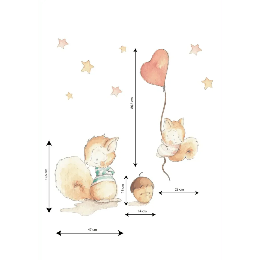 Vinilo Decorativo Infantil Ardillas SQUIRRELS FRIENDS
