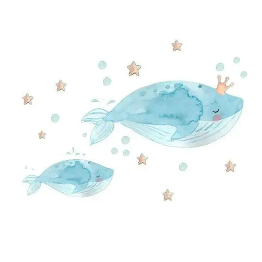 Vinilo Decorativo Infantil BALLENAS - SUEÑOS DE CIGUEÑA