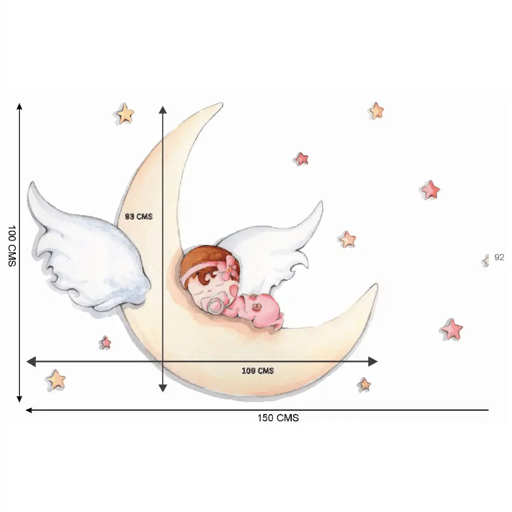 Vinilo Decorativo Infantil DURMIENDO EN LA LUNA - SUEÑOS DE CIGUEÑA