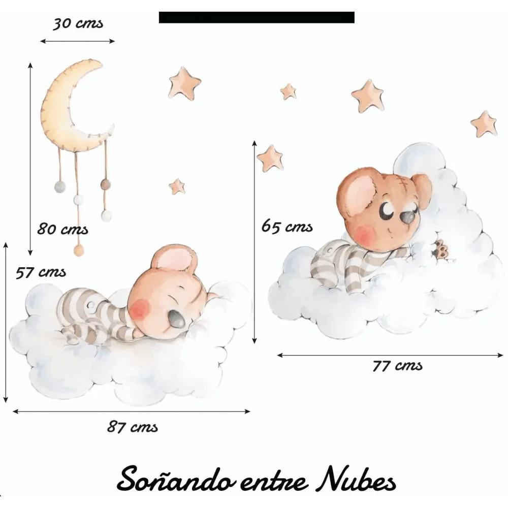 Vinilo Decorativo Infantil ENTRE NUBES - SUEÑOS DE CIGUEÑA