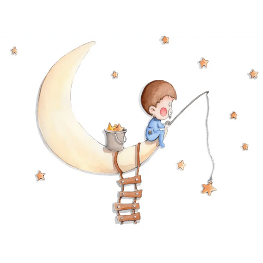 Vinilo Decorativo Infantil PESCANDO EN LA LUNA