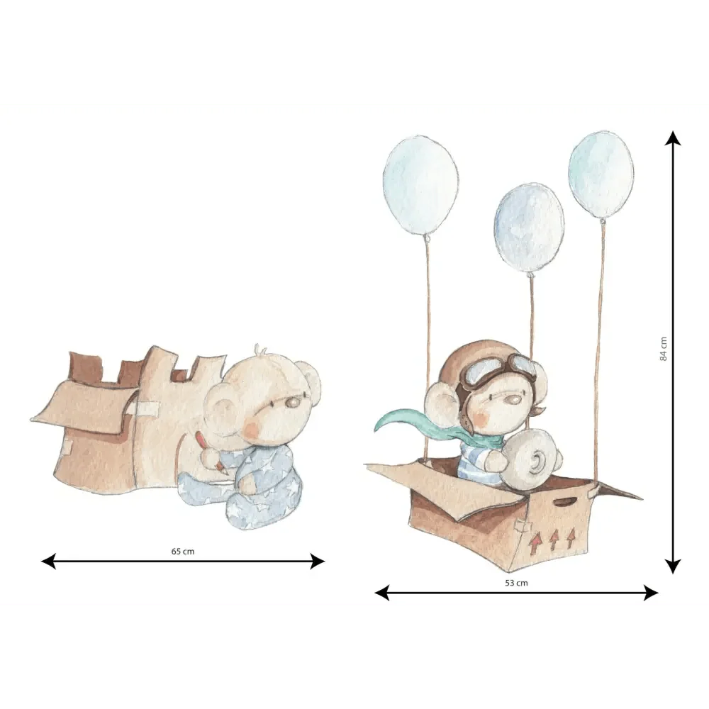 Vinilo Decorativo Infantil - una caja y globos A BOX