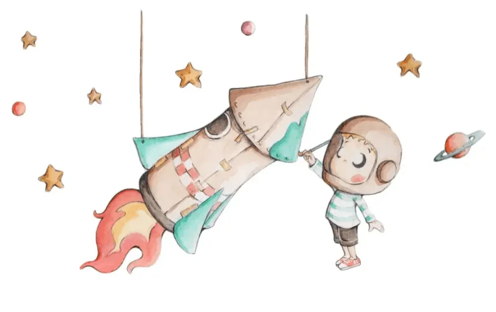 Vinilo Infantil COHETE DE PAPEL - SUEÑOS DE CIGUEÑA