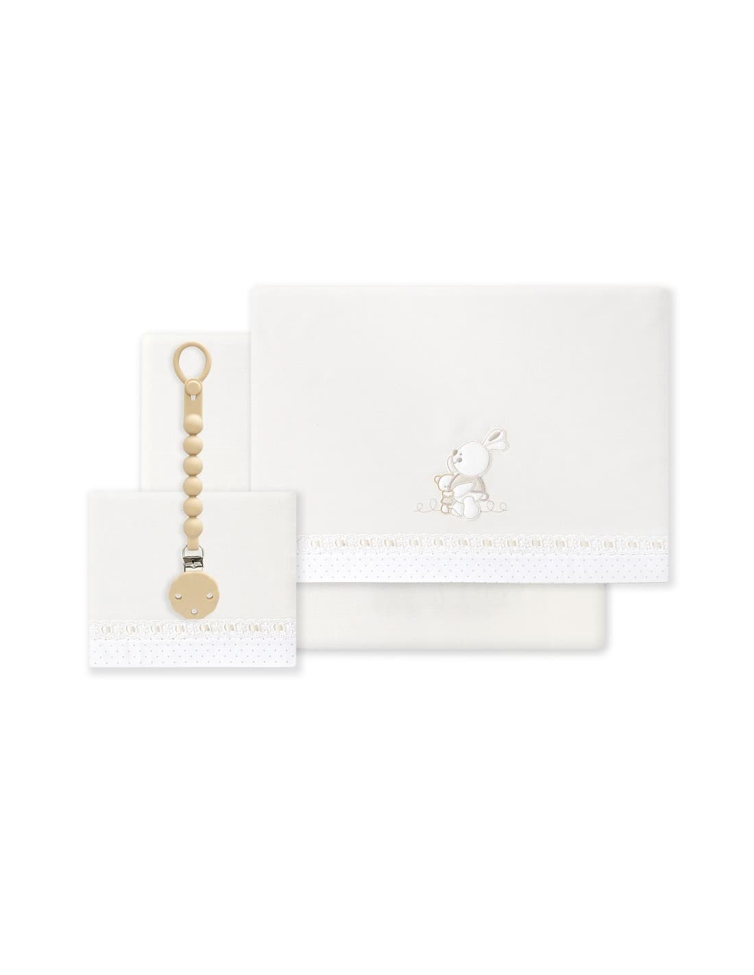 Tríptico de cuna bebé con conejito y pasacinta INTERBABY 621003341– Juego completo listo para regalar