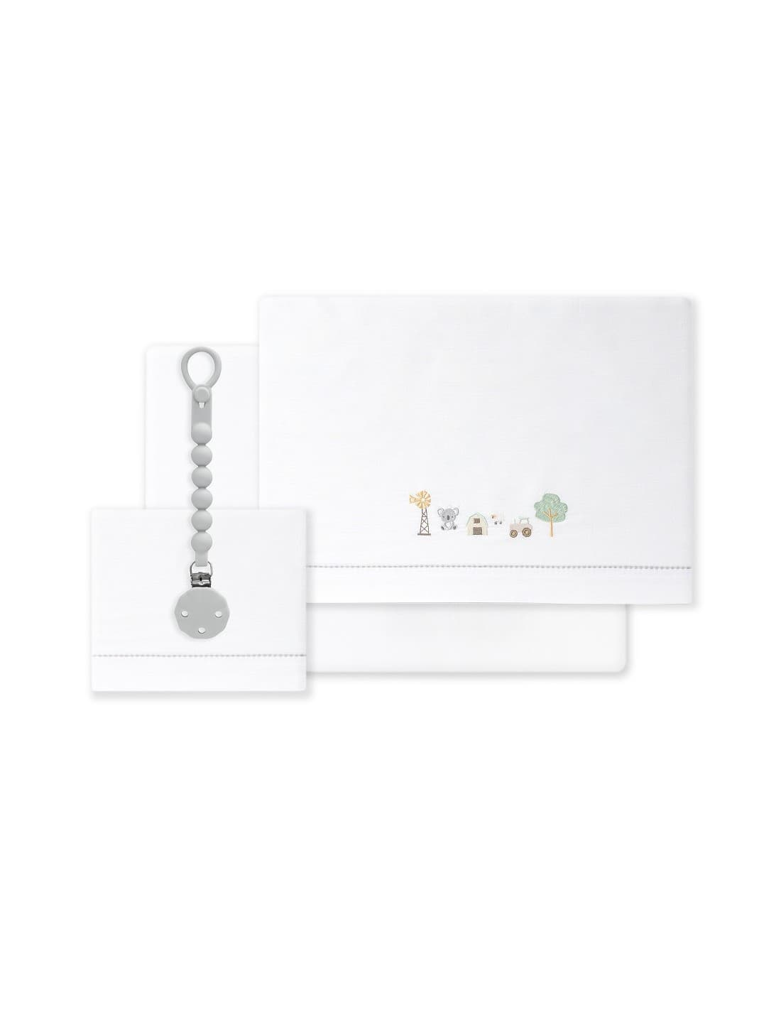 Tríptico de cuna bebé granja y koala bordado INTERBABY 621003345 – Diseño suave y acabado cuidado