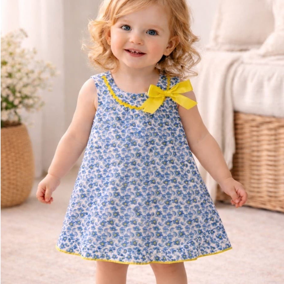 Vestido bebé niña Alber estampado flores azules 324003016