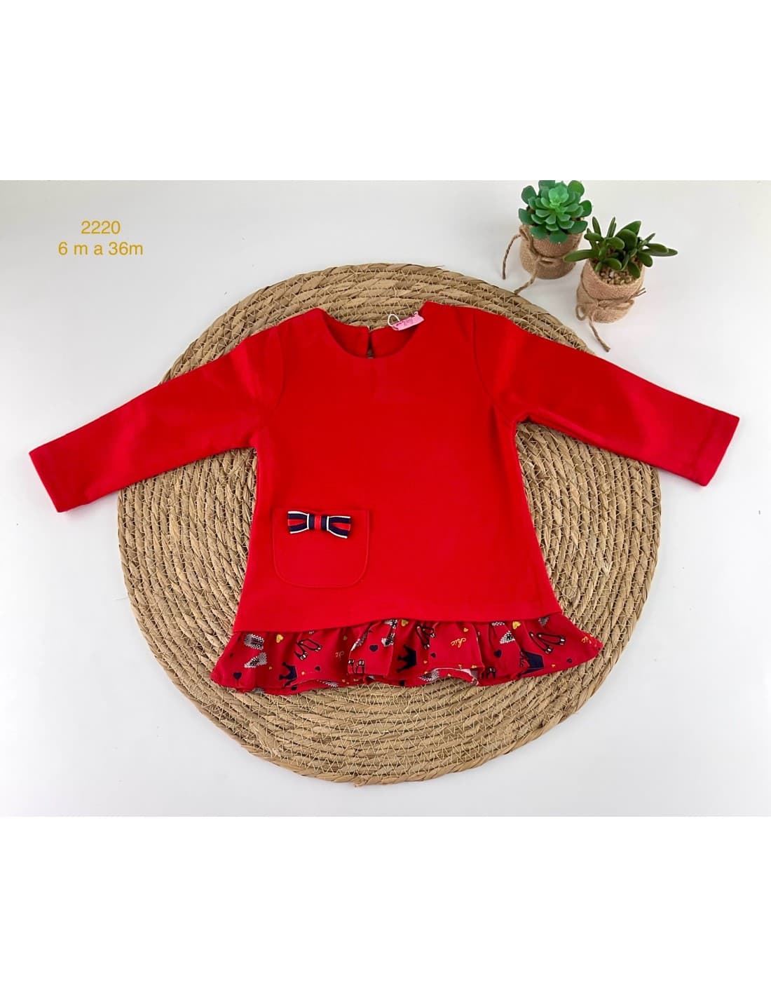 Vestido bebé niña con volante y lazo 522102220