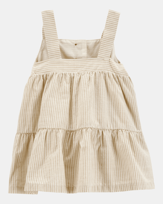 Vestido de algodón y vincha, diseño a rayas