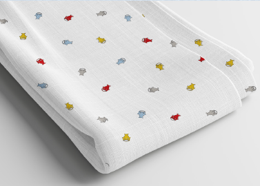 Mini Muselina 100% algodón - Estampado sharky multicolor