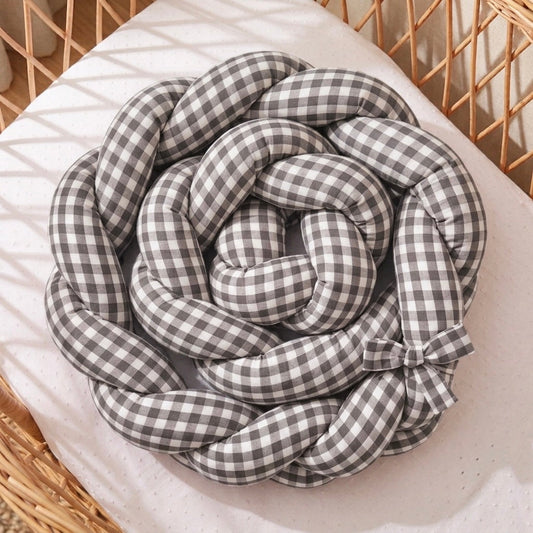 Trenza Protectora  Cuadro Grande GRIS Cuna y Cama 200cm en Algodón | Sueños de Cigüeña
