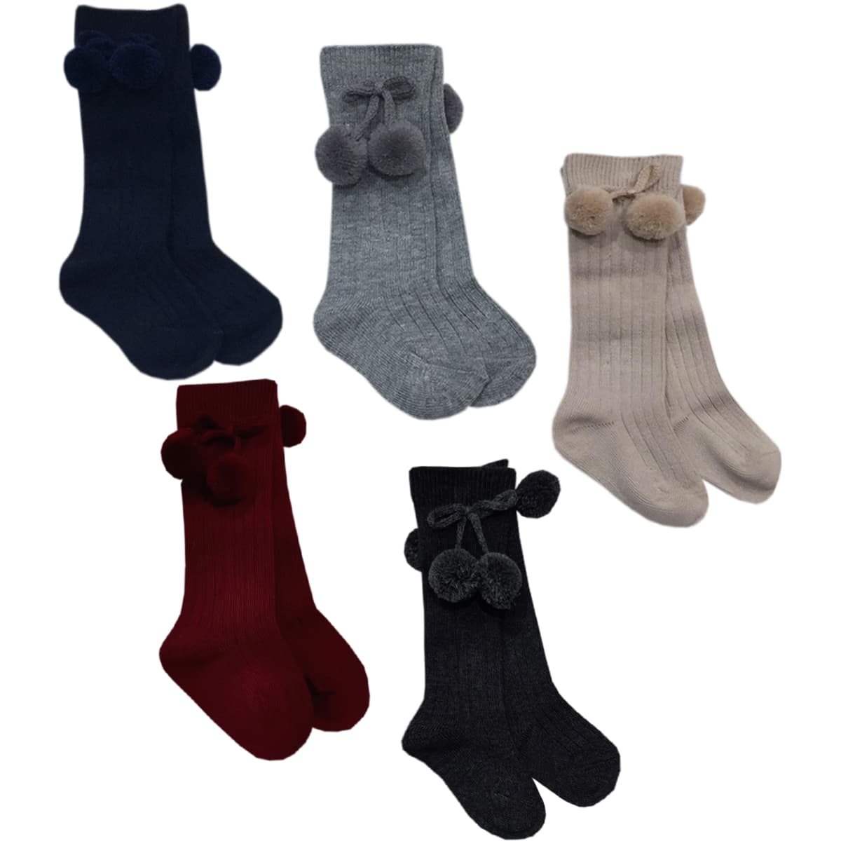 Calcetín infantil largo con borlas 02833 – Comodidad y estilo para el día a día (Ysabel Mora) 6 unidades